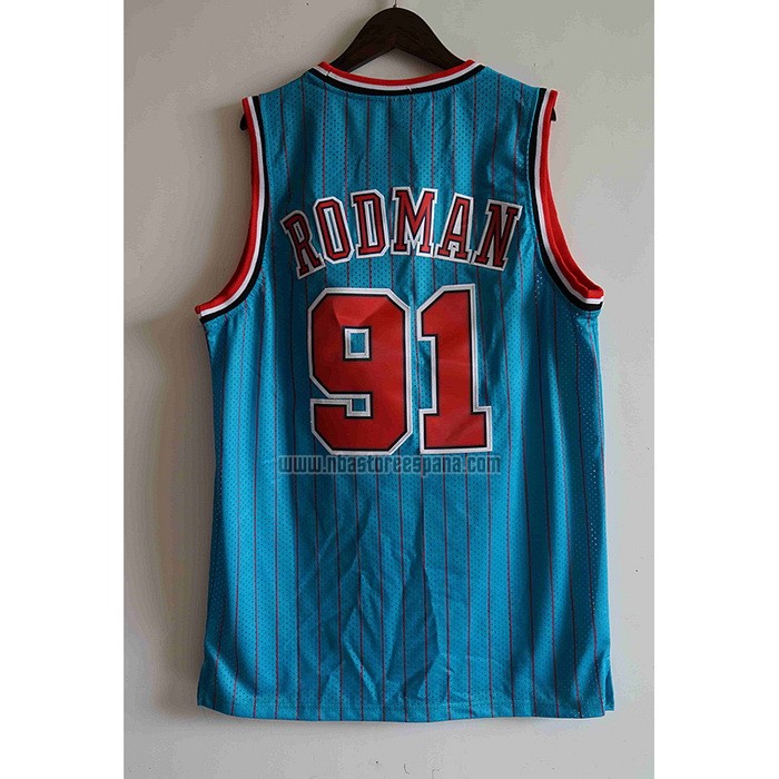 Camiseta Chicago Bulls Dennis Rodman NO 91 Mitchell & Ness 1995-96 Azul